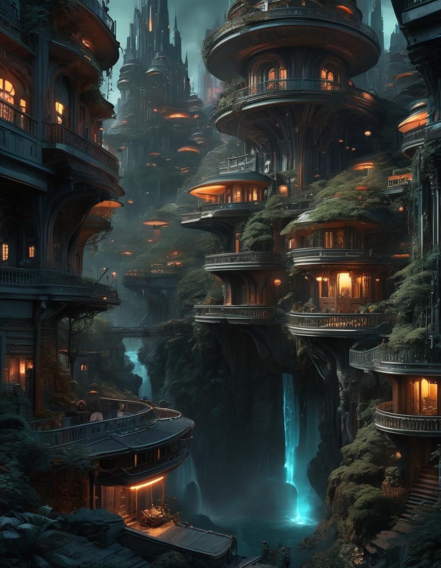 Fantastic Cityscape Art Fusion: Doré, Higuchi, Mead