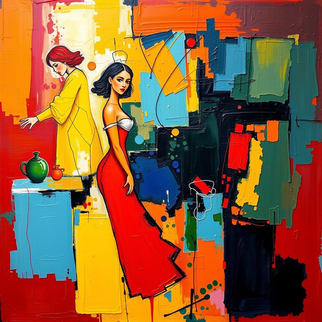 Vibrant Abstract Dance of Complementary Colors