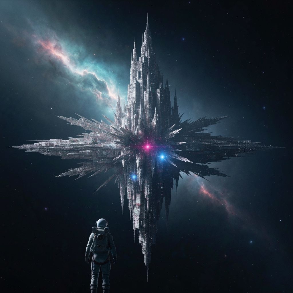 Astronaut Gazes at Cosmic City Space Station