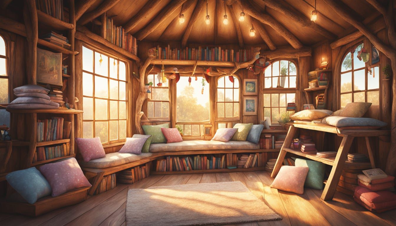 Cozy Treehouse View in Warm Golden Light
