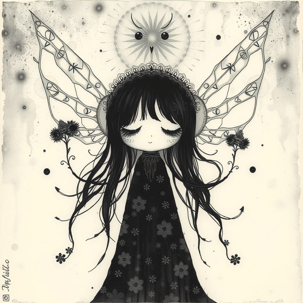 Black and White Rayograph with Dreamlike Textures