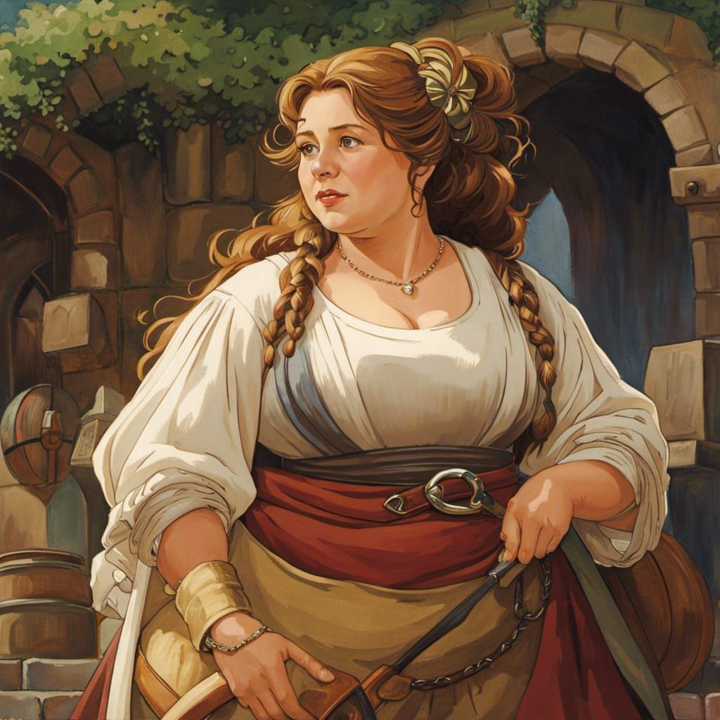 Chubby Tradeswoman in Watercolor Style