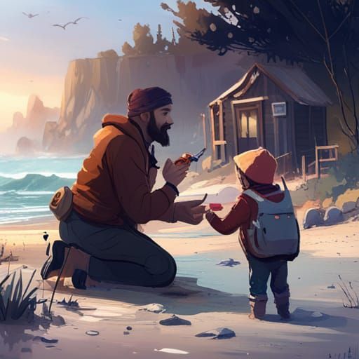 Charming Salt and Pepper Dad Teaches Fishing