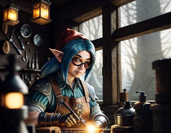 Gnome Repairs Automaton: 3D Game Cinematic Graphics