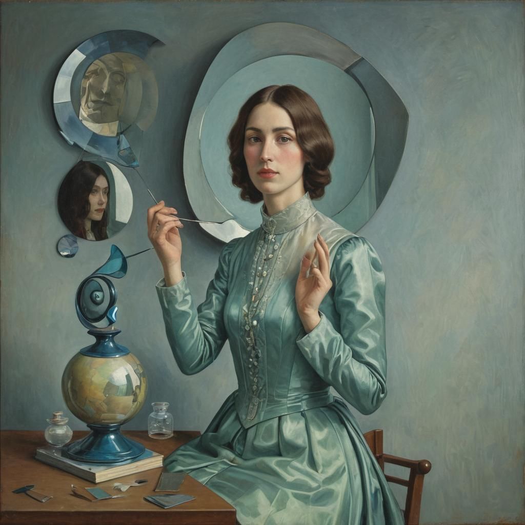 Infinite Mirror in Cubist Surrealist Style