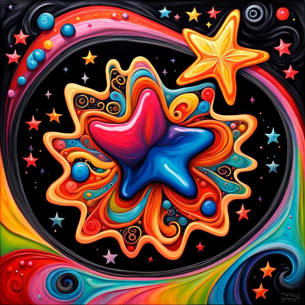 Vivid Impasto Painting of a Newborn Star