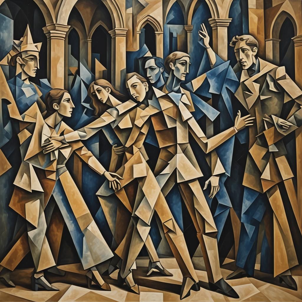 Cubist Dance Macabre in Gothic Hall
