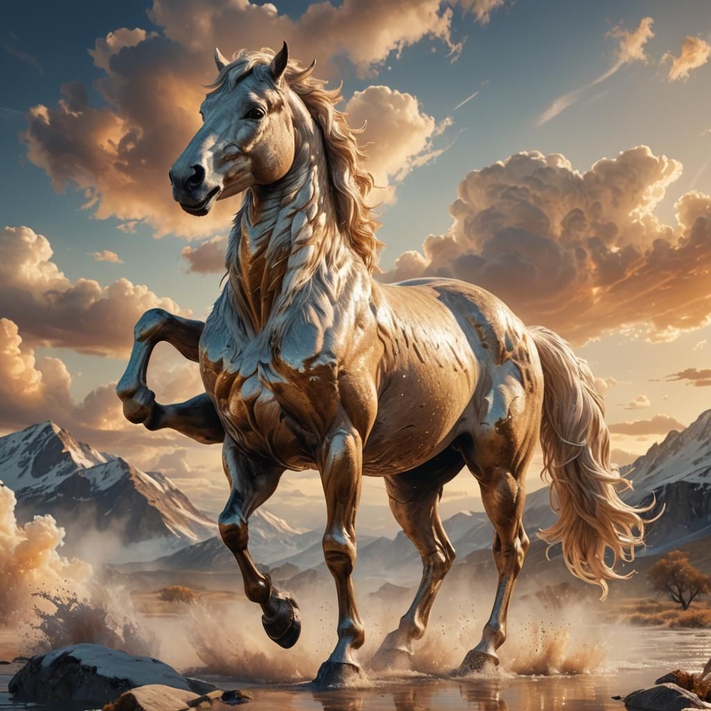 Hyperrealistic Centaur in Golden Hour Landscape