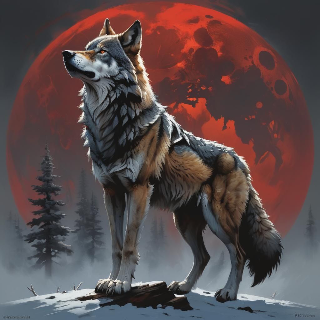 Sinister Grey Wolf Art