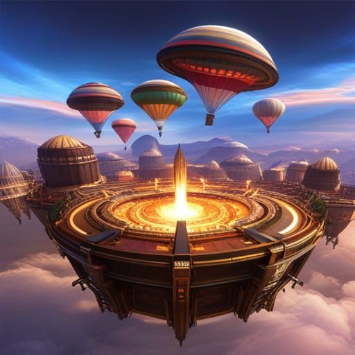 Steampunk Flying Bicycles Over Budapest in Ornate Style