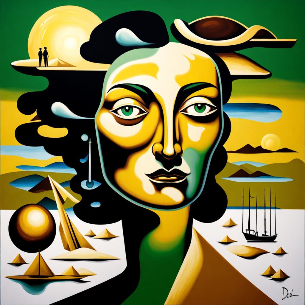 Mediterranean Beauty in Surreal Oil Painting