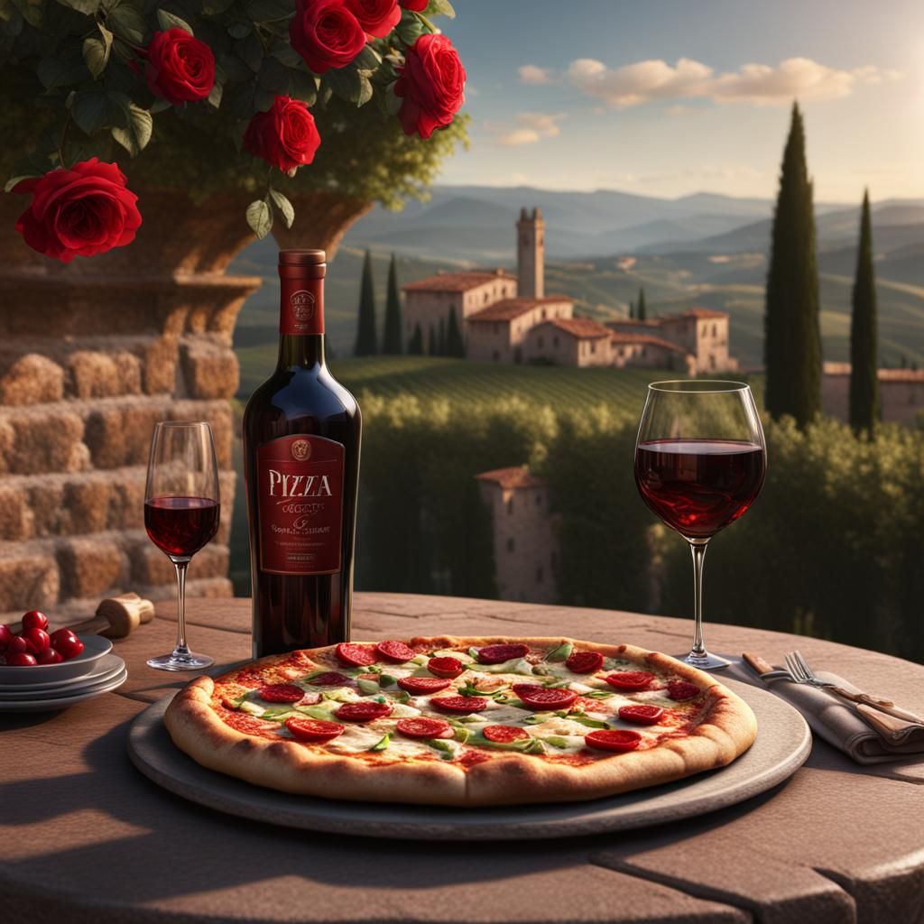 Romantic Outdoor Pizza Dining in Italy