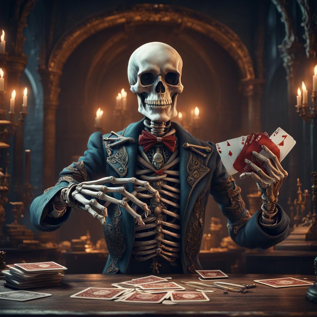 Automaton Skeleton Spellcaster in Detailed Matte Painting