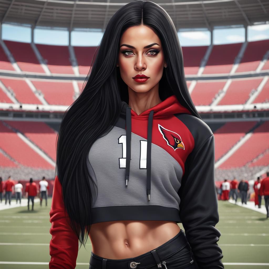 Beautiful Woman in Stadium: Hyperdetailed Digital Portrait