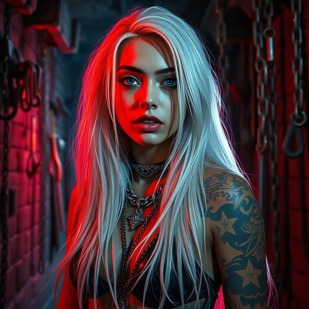 Futuristic Latina Goddess in Retro-Futuristic Dungeon