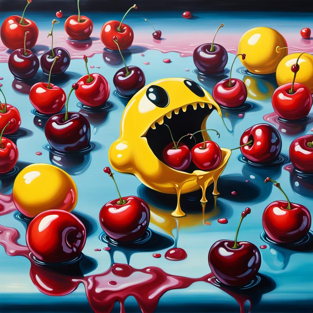 Surreal Pac-Man Feast in Melting Dreamscape
