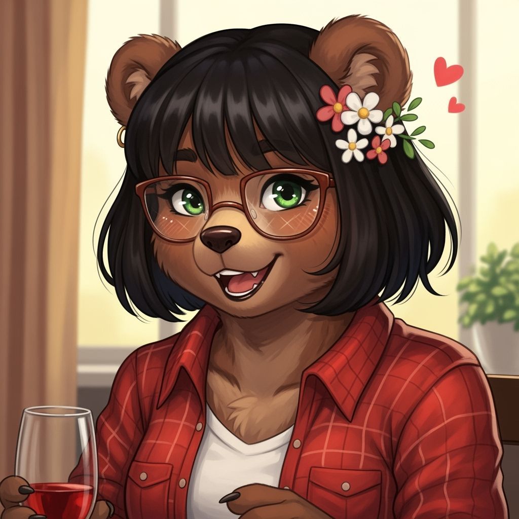Cheerful Furry Bear Girl on a Romantic Date