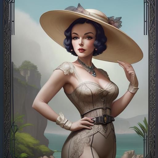 1920s Fashion Illustration in Art Deco Style