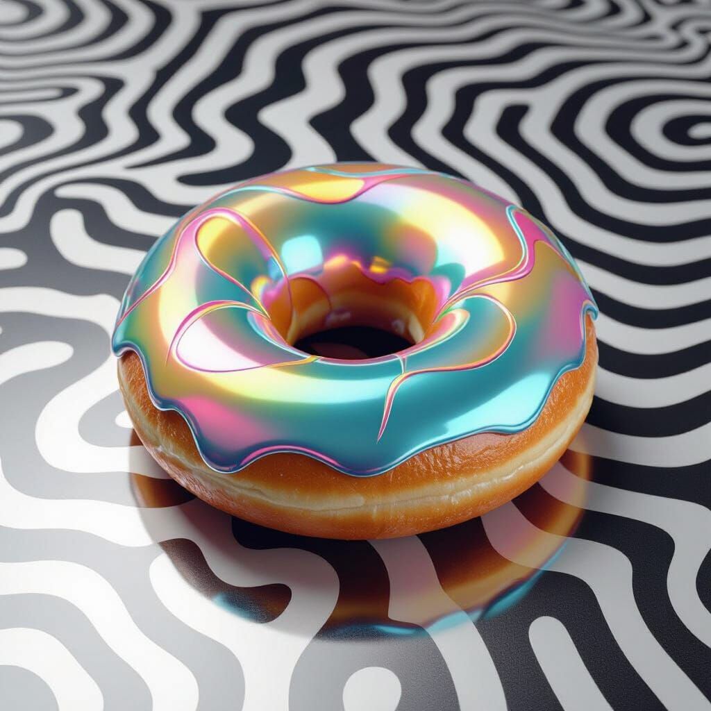 AI Generated Bagel Art in Liquid Chrome Style