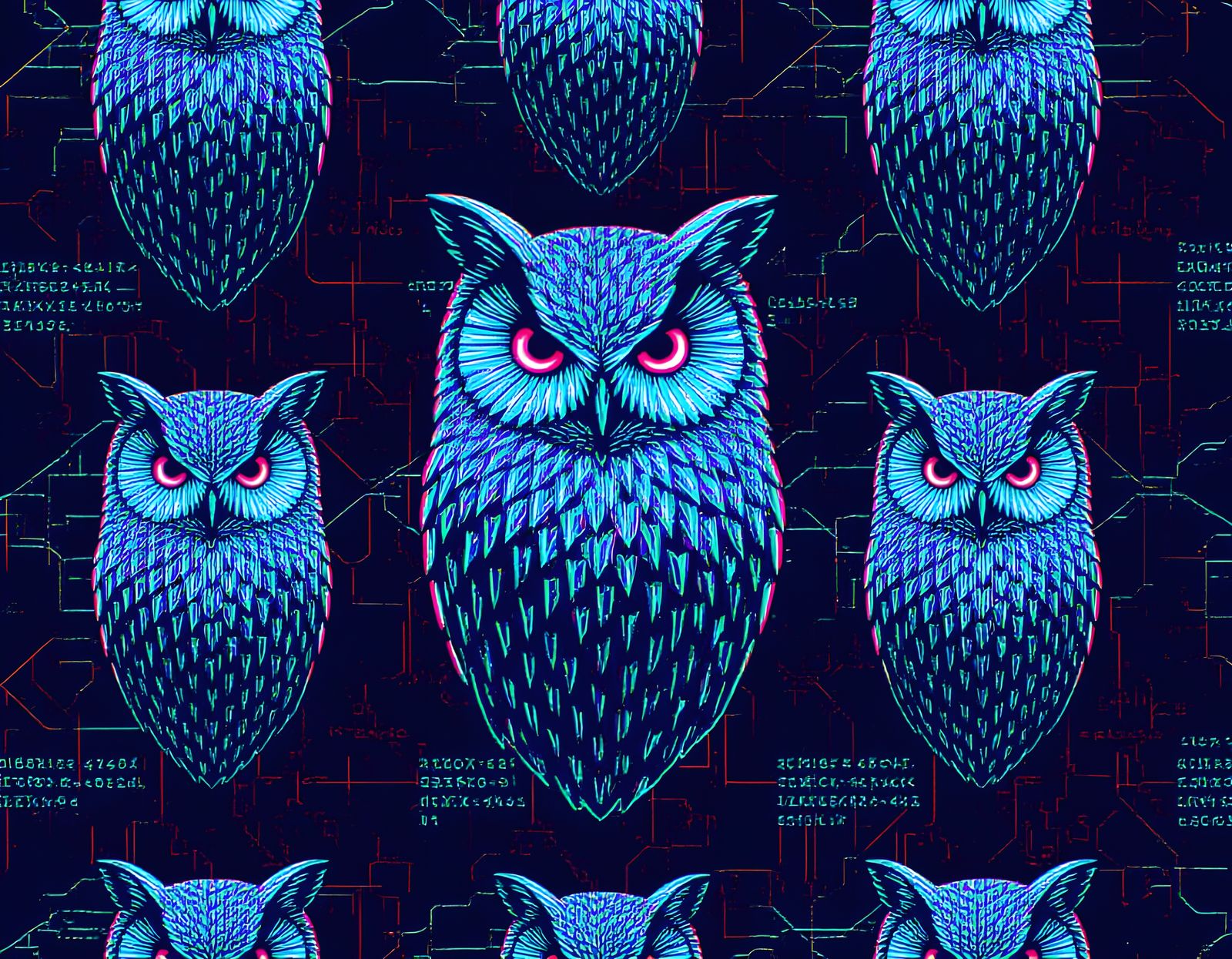 Glitch Art Owls Pattern for Sock Design