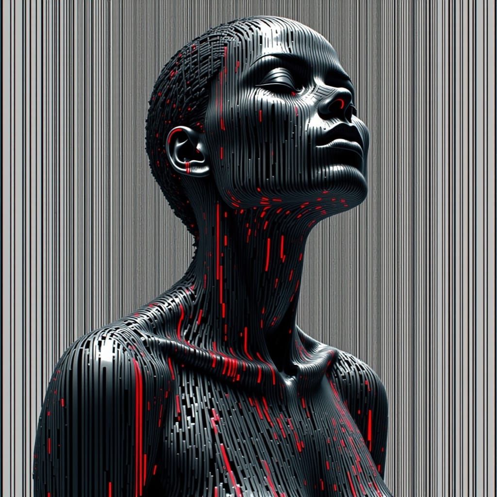 Ghost Hacker in Glitch Art Style