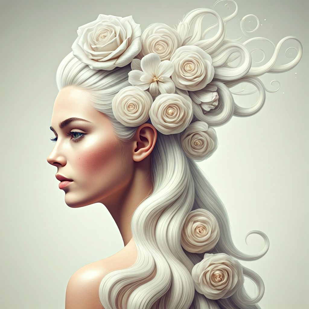 Elegant Floral Hair Portrait in Editorial Style