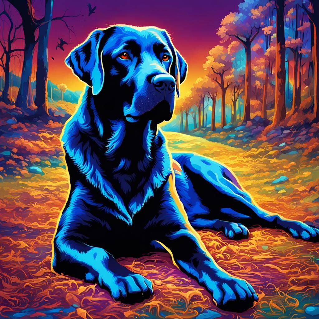 Labrador and Saint Bernard in Burtonesque Pop Art