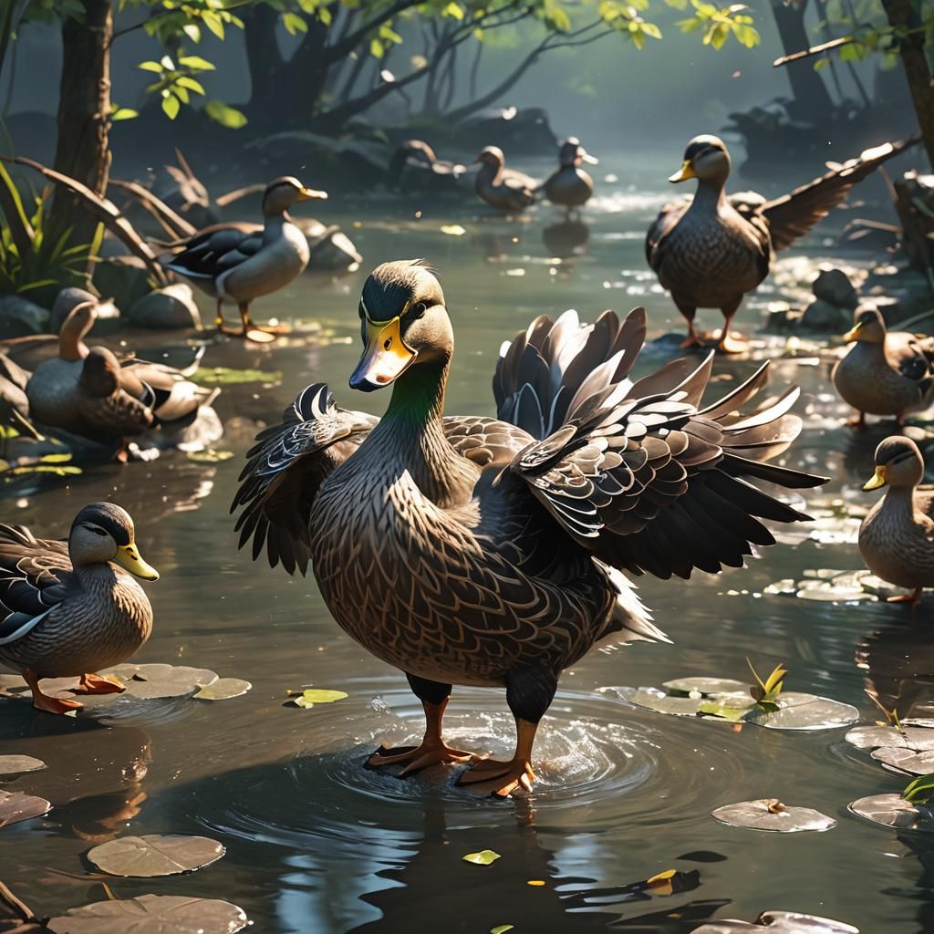 Detailed 3D Anime Warrior Duck Concept Art