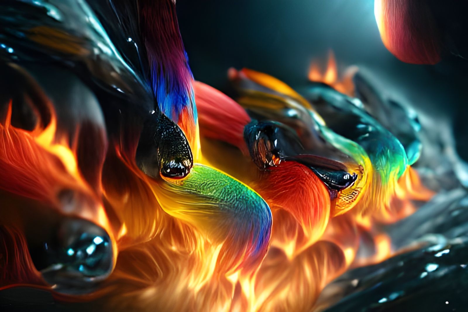 Rainbow Fire Hybrid on Black Background