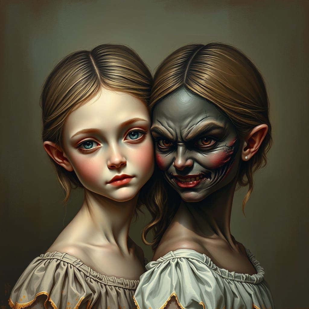 Siam twin one evil face one angel face