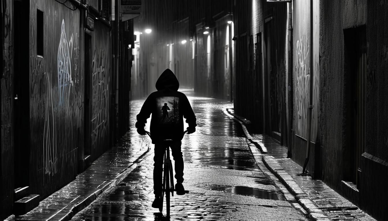 Monochrome Street Photography of Bicycle Thief