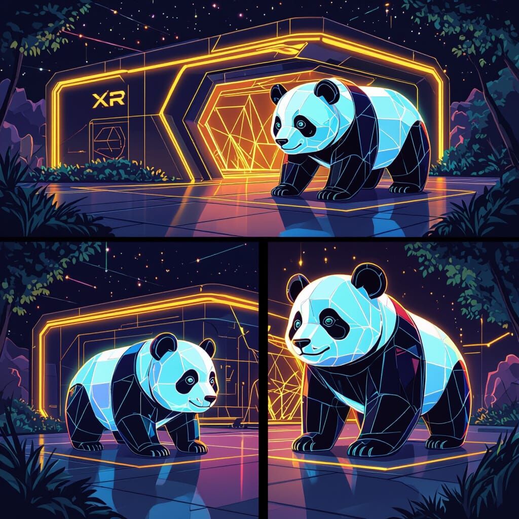 Sci-Fi Panda XR Experience Hall with Crystal Panda