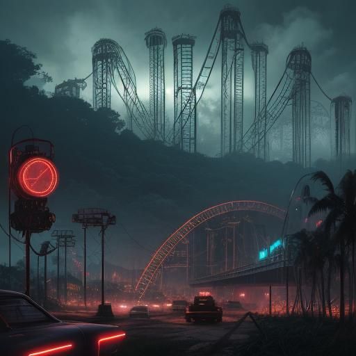 Extreme Theme Park: Metal Serpents in a Gritty Landscape