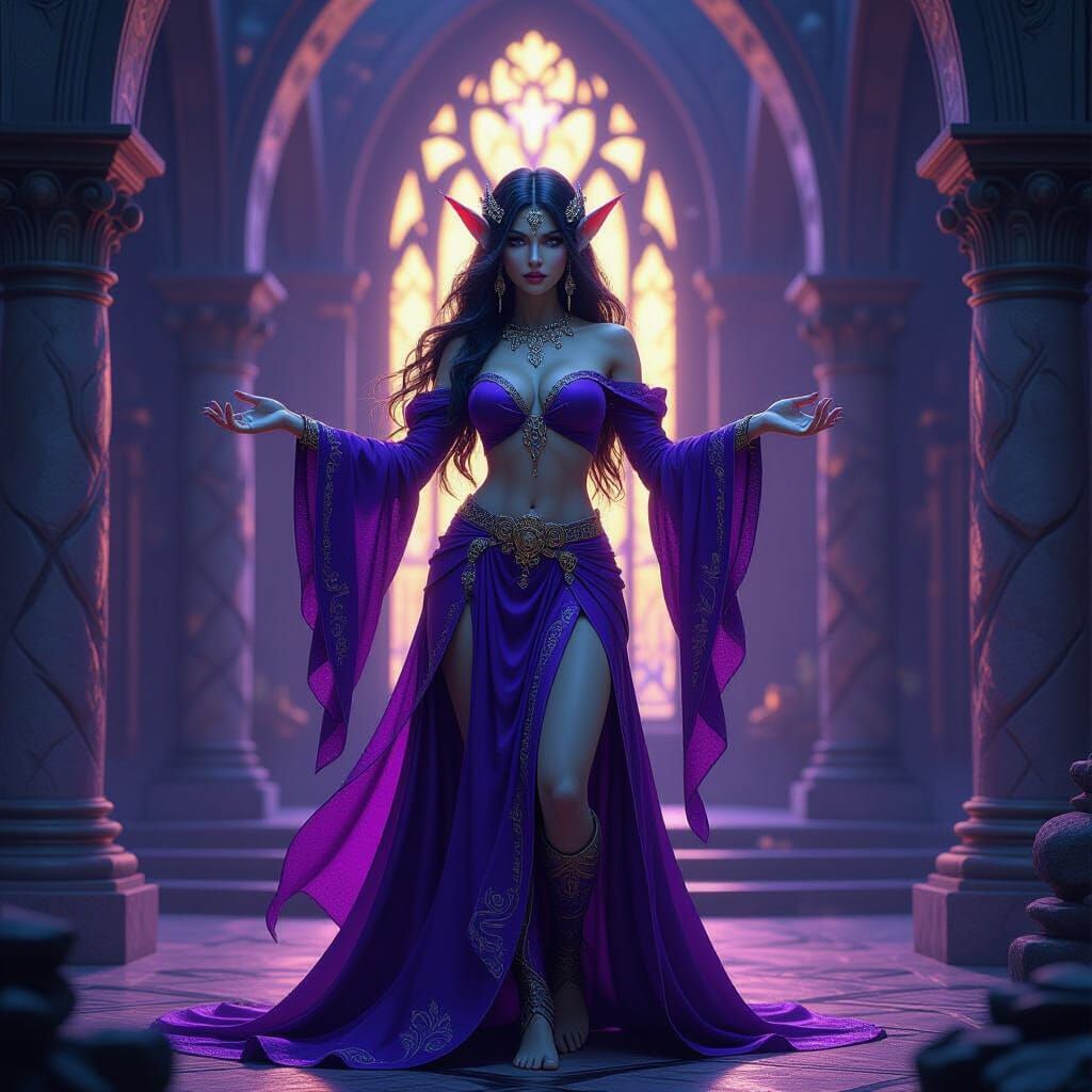 Heroic Female Troll Priestess in Mystical Castle