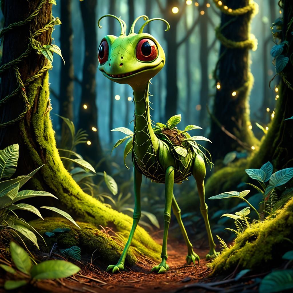 Adorable Bowtruckle in Magical Forest