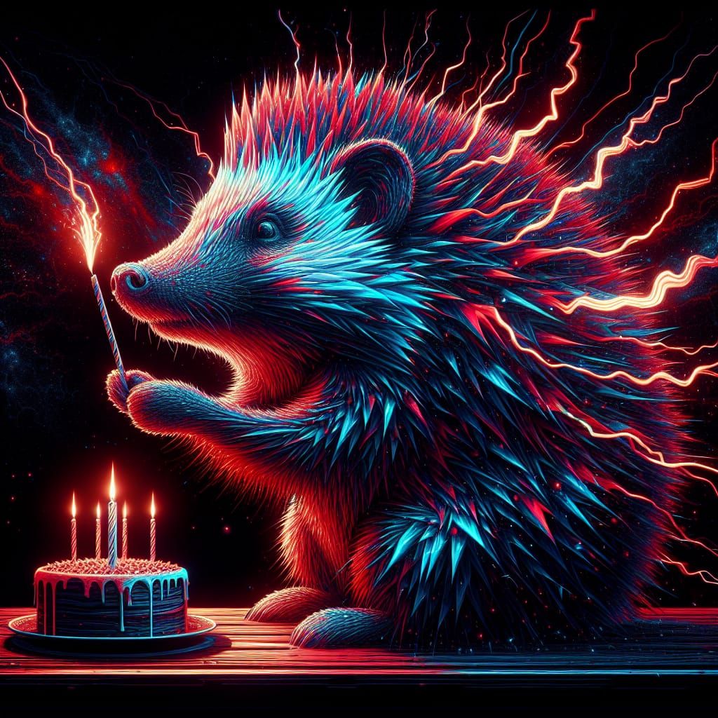 Holographic Hedgehog Celebrates Birthday in Cosmic Style