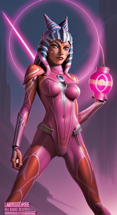 Ahsoka as a Pink Lantern: Comic Book Art