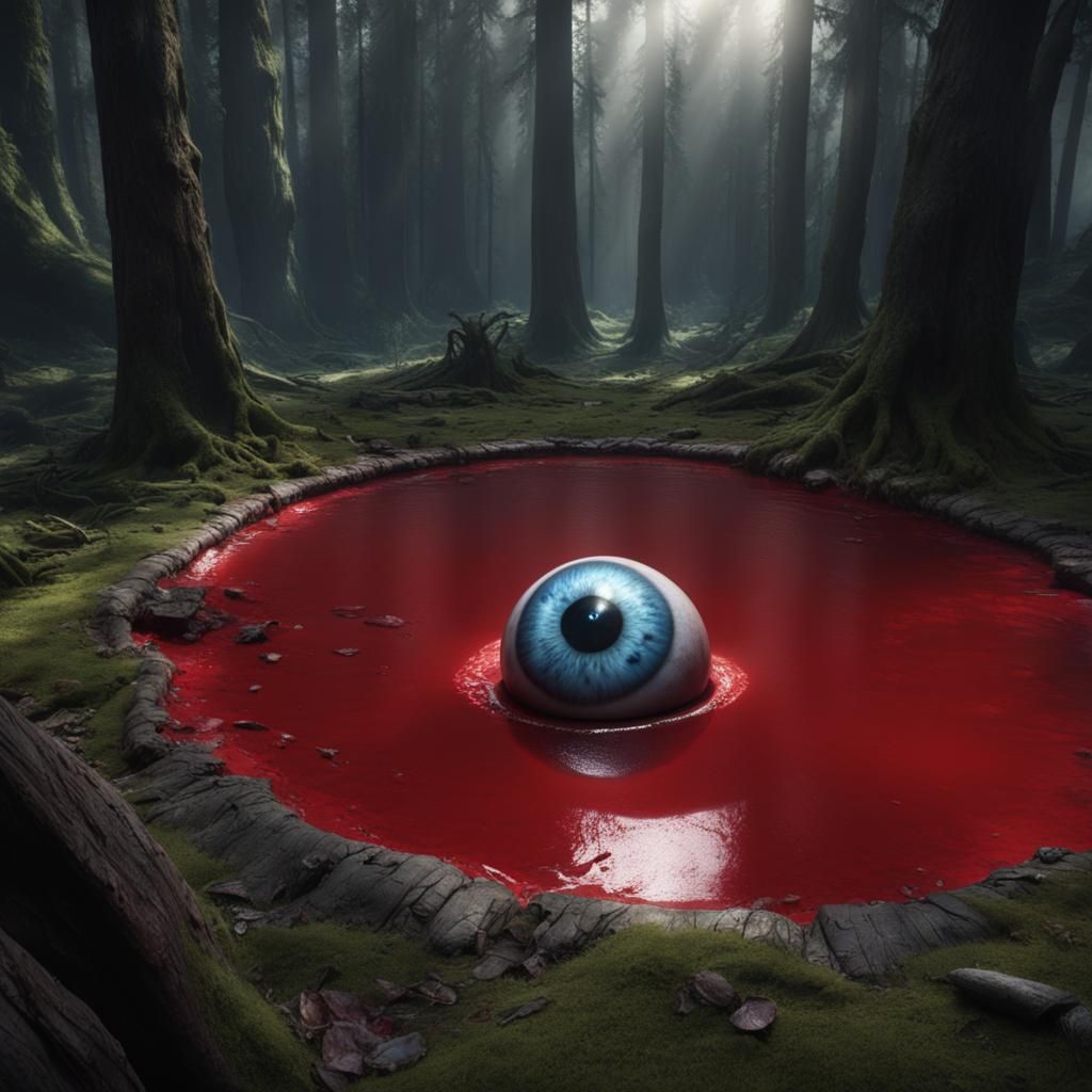 Giant Eyeball After Battle in Crimson Pool