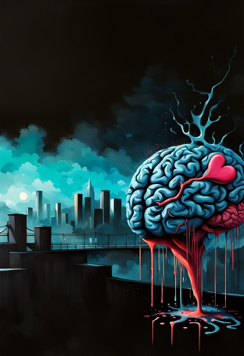 Heart and Brain Graffiti Art: Emotional Disconnection