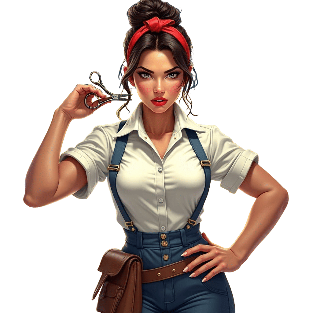 Empowering Hairdresser in Vintage Poster Style