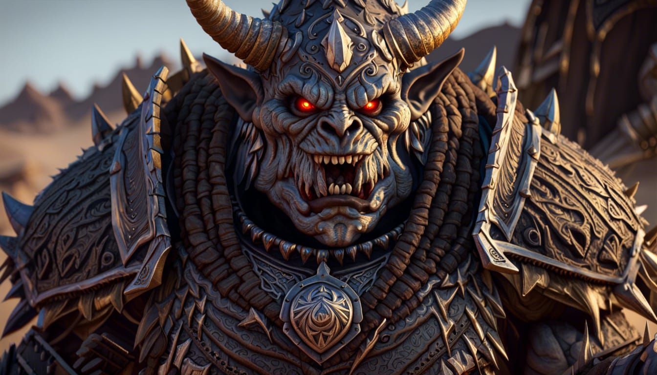 Detailed Undead Ogre in Desert Landscape