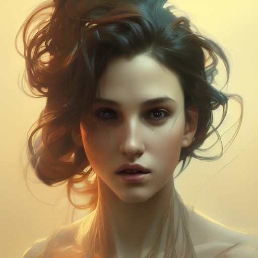 Protective Embrace: Detailed Portrait in Art Nouveau Style