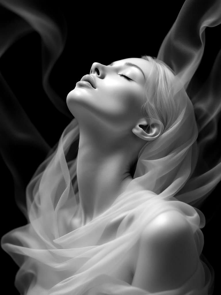 Surreal Portrait of Elegance in Soft Hues