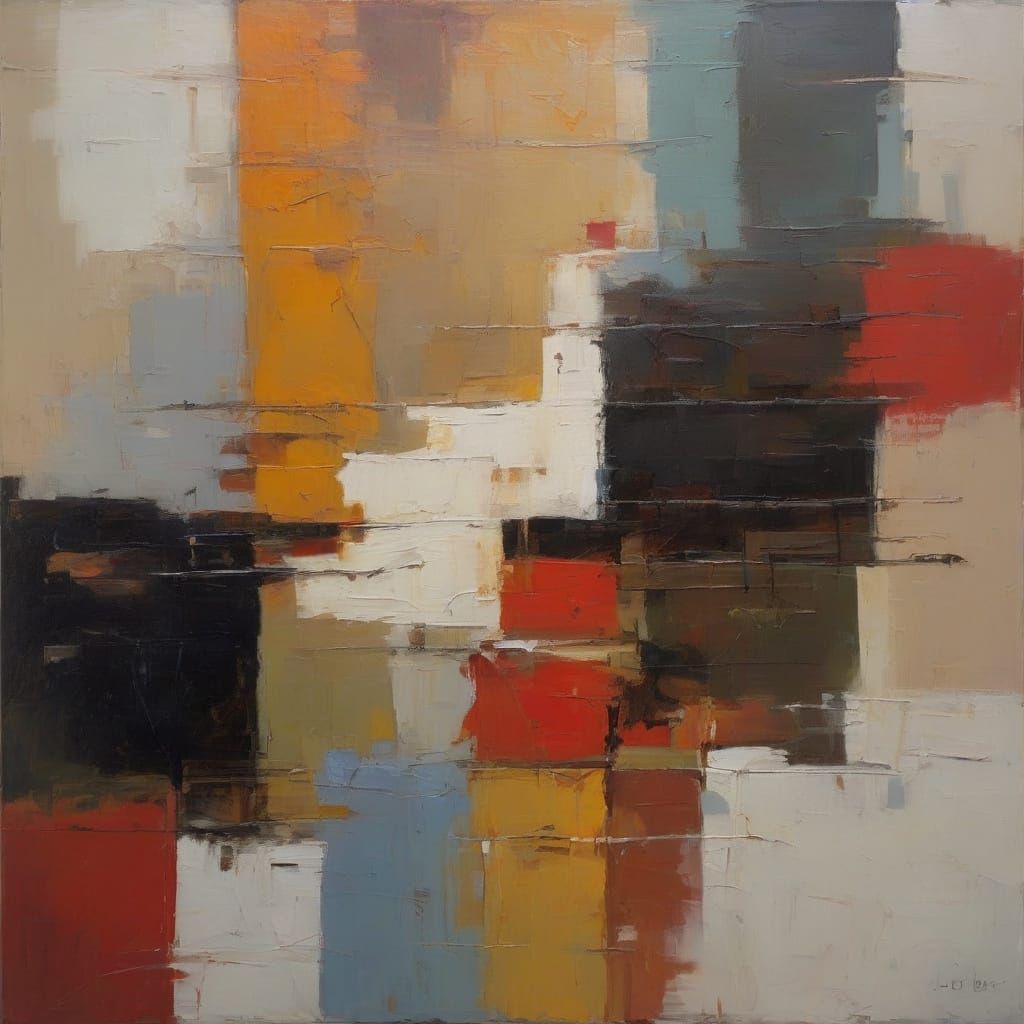 Abstract Modern Geometric Oil Painting
