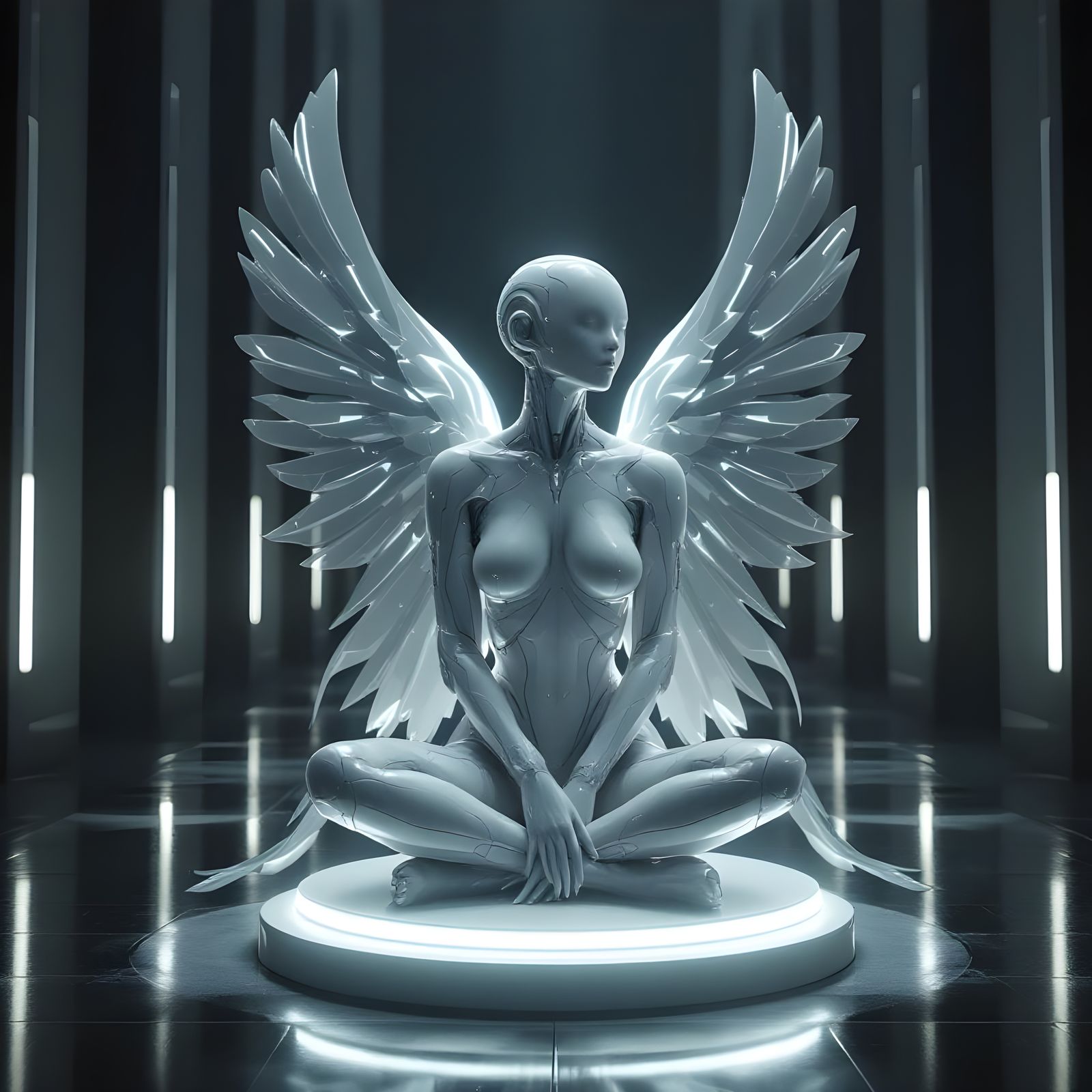 Aetherpunk Android Sentinel with Platinum Wings