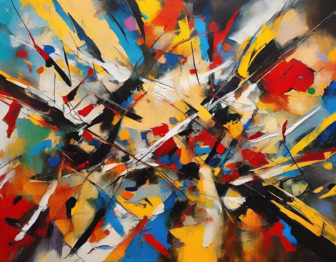 Abstract Expressionist Painting with Vibrant Colors