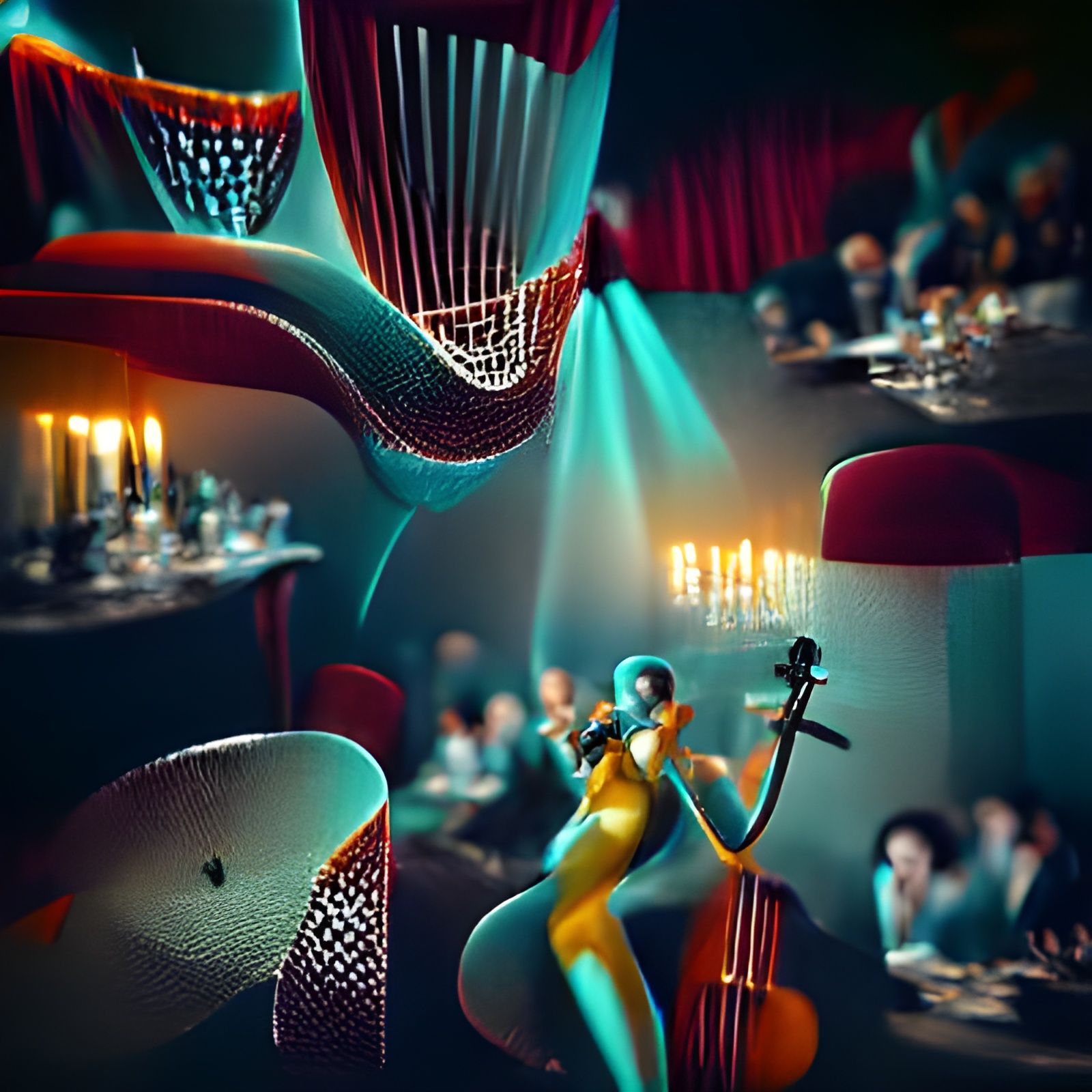Lively Jazz Cabaret in Photorealistic Style