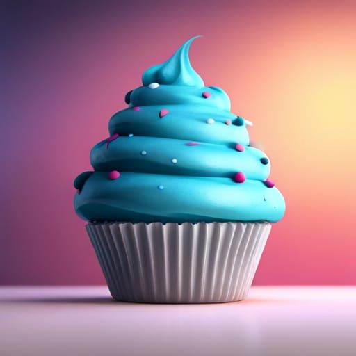 Giant Glitter Cupcake: Pixar-Style 3D Render