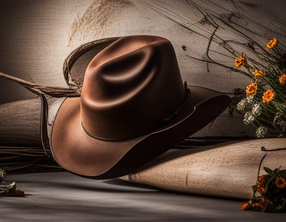 Stetson Cowboy Hat with Leather and Floral Decor