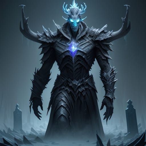 Dark Fantasy Wendigo in Frosty Armor, Inspired by Greg Rutko...